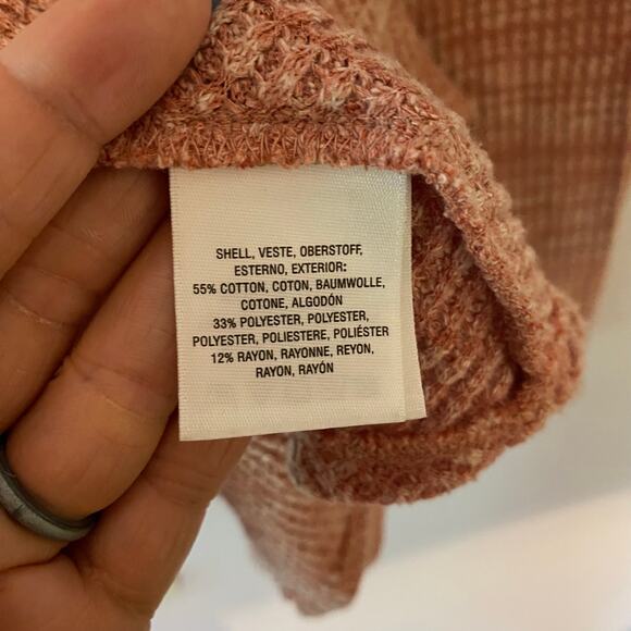 Anthropologie Pink Waffle Knit Flowy Sweater Boho Cowlneck Women's size Small - Picture 8 of 9